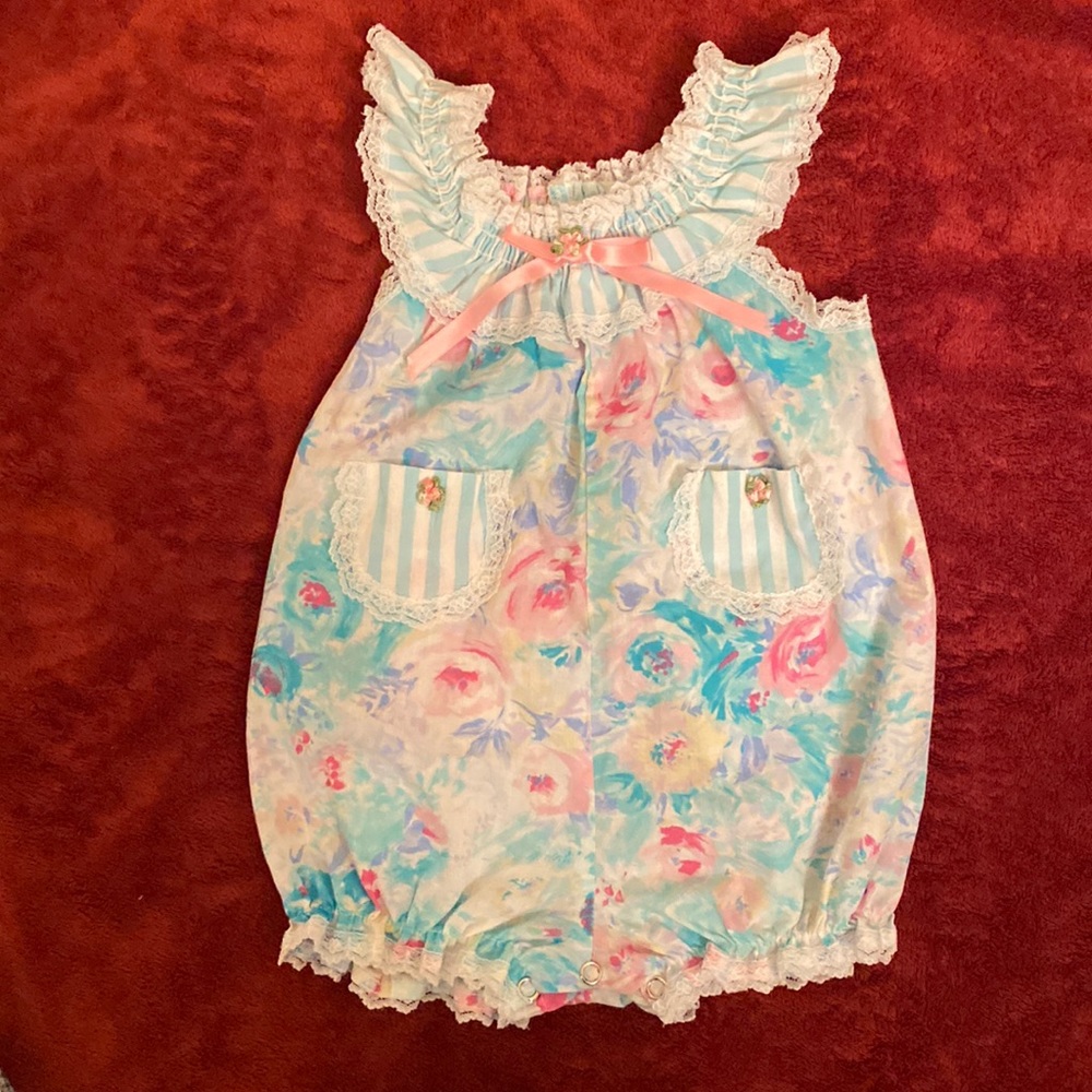 Lightning Bug baby girl floral romper
